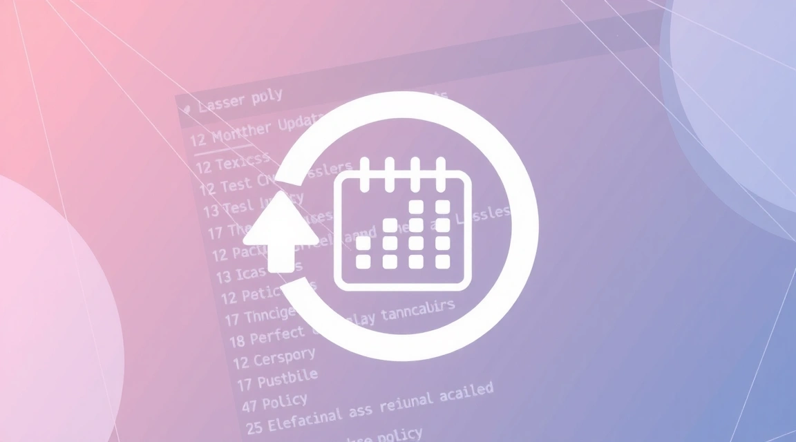 A calendar icon with a refresh arrow, symbolizing updates and policy changes, set against a digital background.