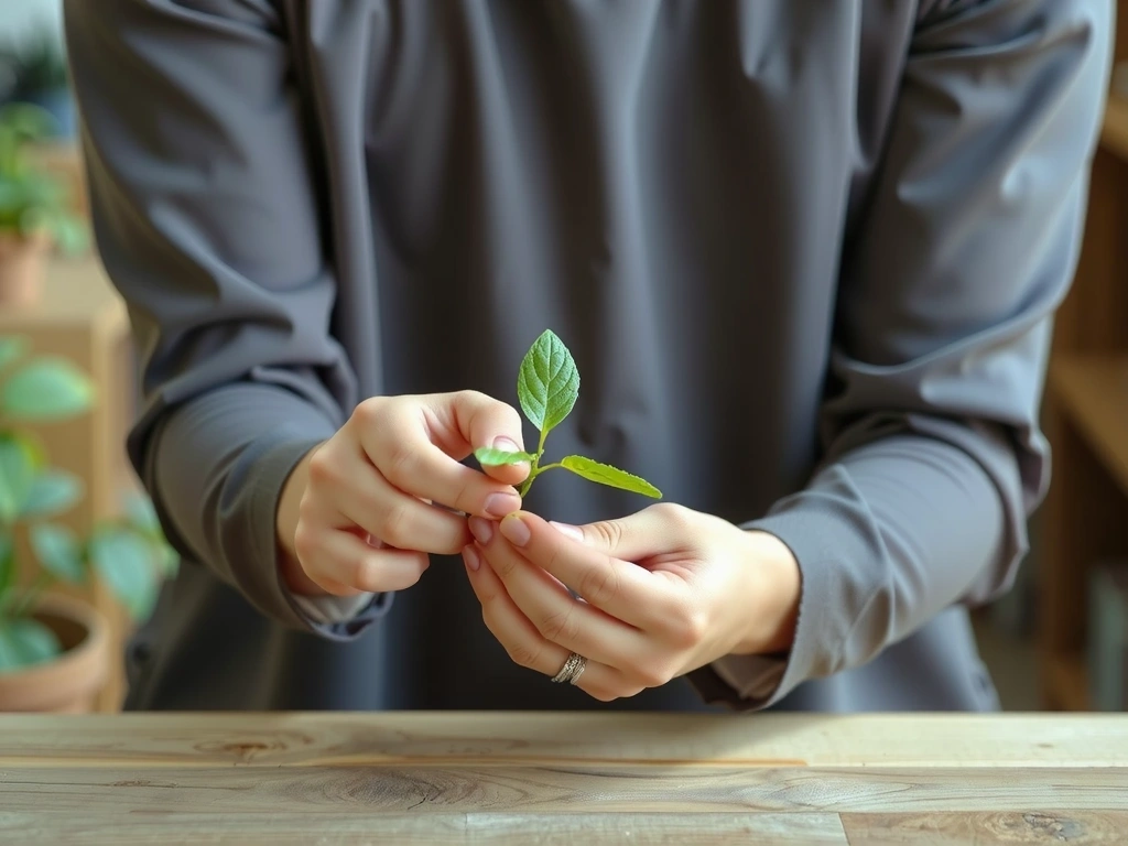 Hands gently holding a sprout, symbolizing growth and natural vitality